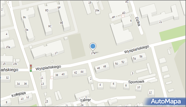 Zielona Góra, Wyspiańskiego Stanisława, 17a, mapa Zielona Góra