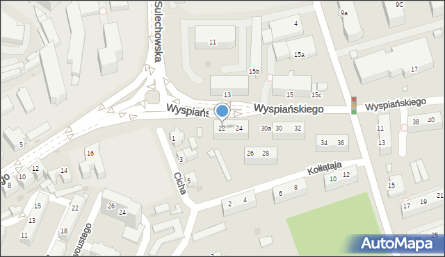 Zielona Góra, Wyspiańskiego Stanisława, 22, mapa Zielona Góra
