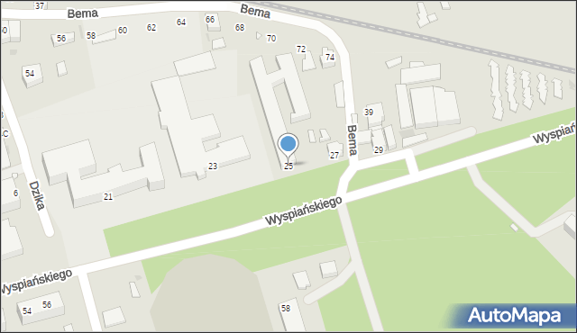 Zielona Góra, Wyspiańskiego Stanisława, 25, mapa Zielona Góra