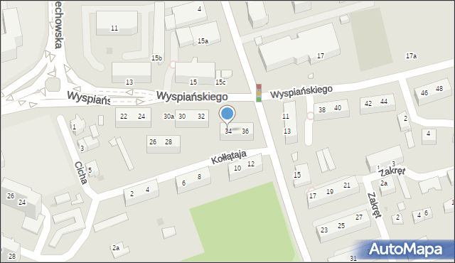 Zielona Góra, Wyspiańskiego Stanisława, 34, mapa Zielona Góra