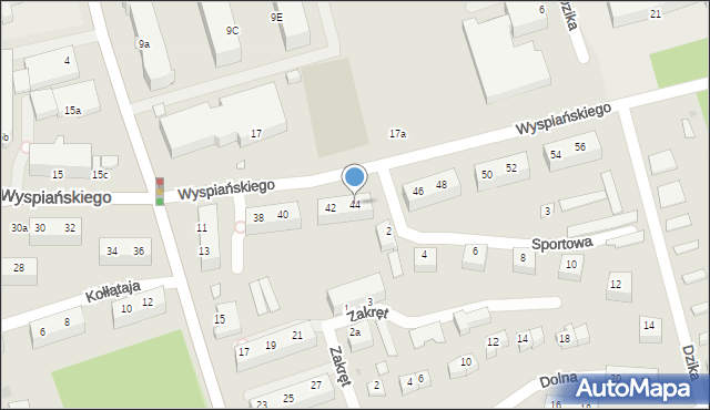 Zielona Góra, Wyspiańskiego Stanisława, 44, mapa Zielona Góra