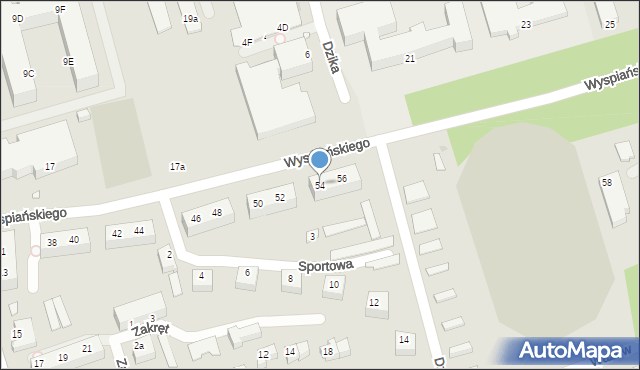 Zielona Góra, Wyspiańskiego Stanisława, 54, mapa Zielona Góra