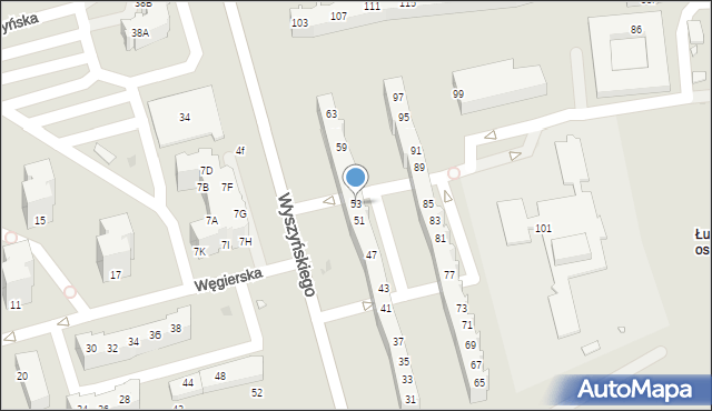 Zielona Góra, Wyszyńskiego Stefana, ks. kard., 53, mapa Zielona Góra