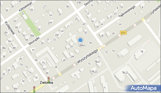 Zielonka, Wyszyńskiego Stefana, ks. prym. kard., 22, mapa Zielonka