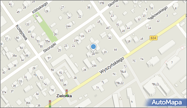 Zielonka, Wyszyńskiego Stefana, ks. prym. kard., 24, mapa Zielonka