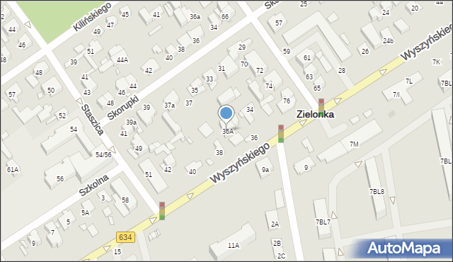 Zielonka, Wyszyńskiego Stefana, ks. prym. kard., 36A, mapa Zielonka