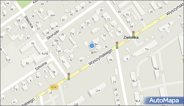 Zielonka, Wyszyńskiego Stefana, ks. prym. kard., 38, mapa Zielonka