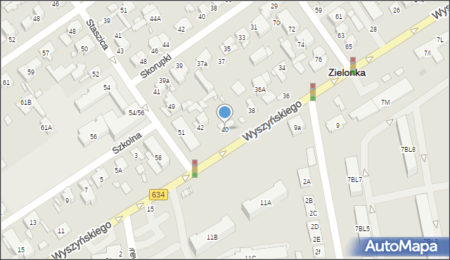 Zielonka, Wyszyńskiego Stefana, ks. prym. kard., 40, mapa Zielonka