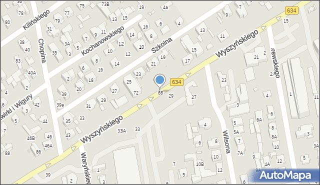Zielonka, Wyszyńskiego Stefana, ks. prym. kard., 68, mapa Zielonka