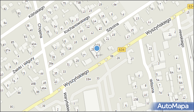 Zielonka, Wyszyńskiego Stefana, ks. prym. kard., 72, mapa Zielonka