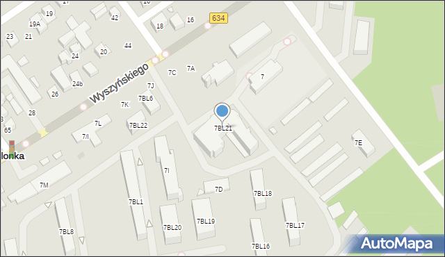 Zielonka, Wyszyńskiego Stefana, ks. prym. kard., 7BL21, mapa Zielonka