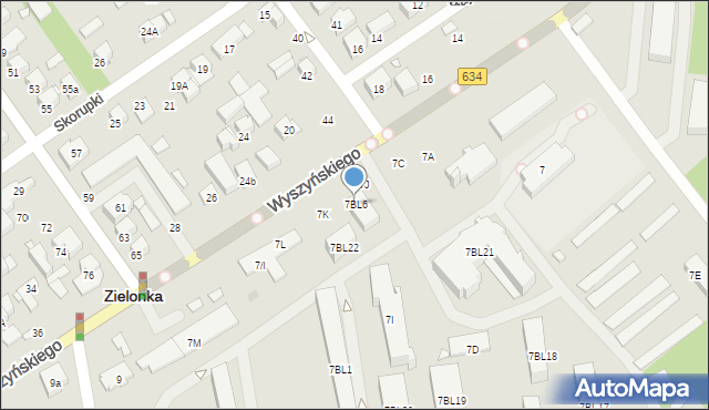 Zielonka, Wyszyńskiego Stefana, ks. prym. kard., 7BL6, mapa Zielonka