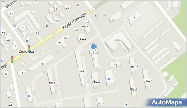 Zielonka, Wyszyńskiego Stefana, ks. prym. kard., 7h, mapa Zielonka