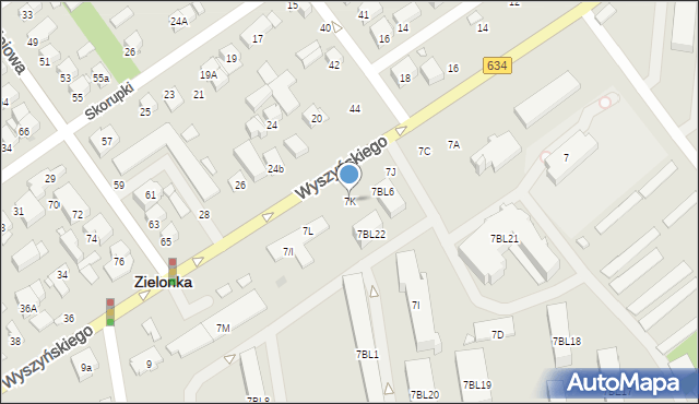 Zielonka, Wyszyńskiego Stefana, ks. prym. kard., 7K, mapa Zielonka