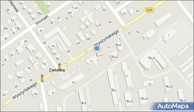 Zielonka, Wyszyńskiego Stefana, ks. prym. kard., 7L, mapa Zielonka