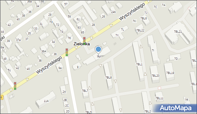 Zielonka, Wyszyńskiego Stefana, ks. prym. kard., 7M, mapa Zielonka
