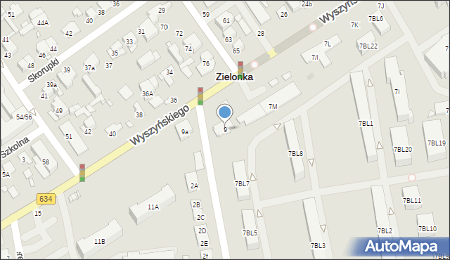 Zielonka, Wyszyńskiego Stefana, ks. prym. kard., 9, mapa Zielonka