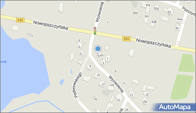 Żory, Wyzwolenia, 3, mapa Żor