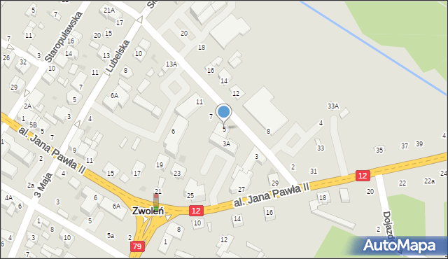 Zwoleń, Wyszyńskiego Stefana, ks. kard., 5, mapa Zwoleń