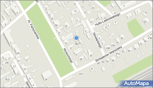 Żyrardów, Wysockiego Piotra, 8a, mapa Żyrardów