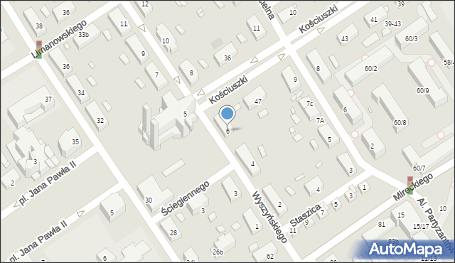 Żyrardów, Wyszyńskiego Stefana, ks. prym. kard., 6, mapa Żyrardów