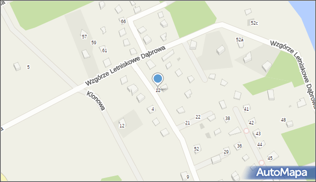 Dąbrówno, Wzgórze Letniskowe Dąbrowa, 12, mapa Dąbrówno
