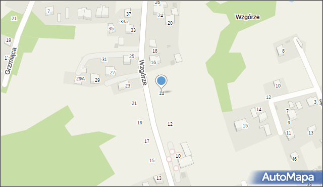 Gaj, Wzgórze, 14, mapa Gaj