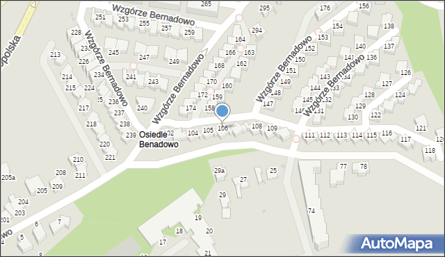 Gdynia, Wzgórze Bernadowo, 106, mapa Gdyni