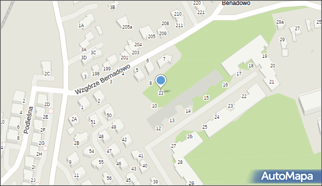 Gdynia, Wzgórze Bernadowo, 11, mapa Gdyni