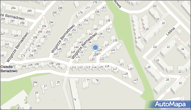 Gdynia, Wzgórze Bernadowo, 129, mapa Gdyni