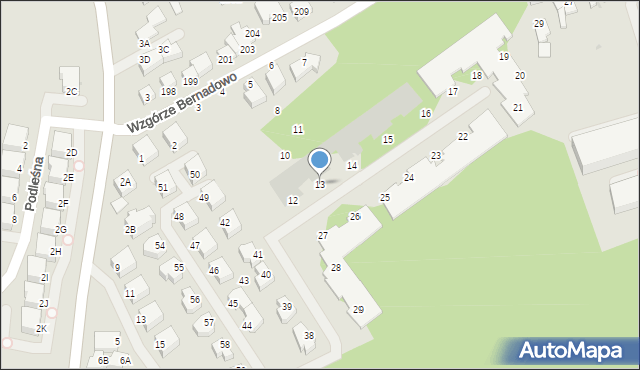Gdynia, Wzgórze Bernadowo, 13, mapa Gdyni