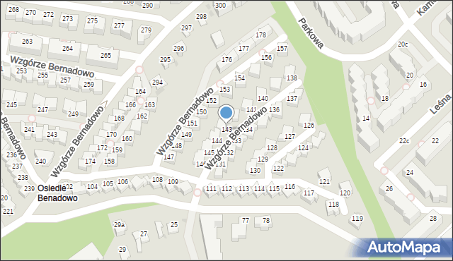 Gdynia, Wzgórze Bernadowo, 143, mapa Gdyni