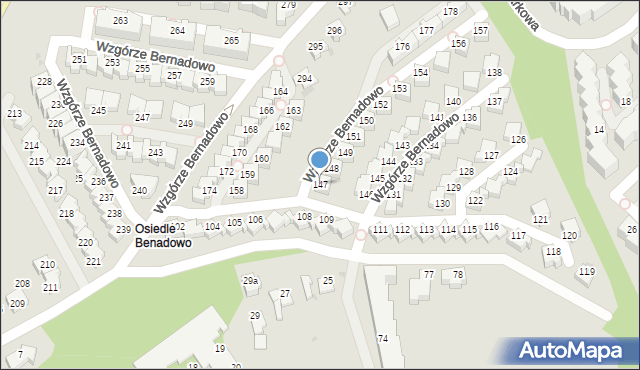 Gdynia, Wzgórze Bernadowo, 147, mapa Gdyni