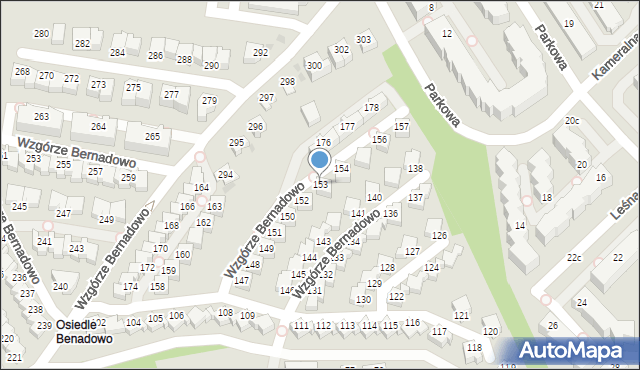 Gdynia, Wzgórze Bernadowo, 153, mapa Gdyni