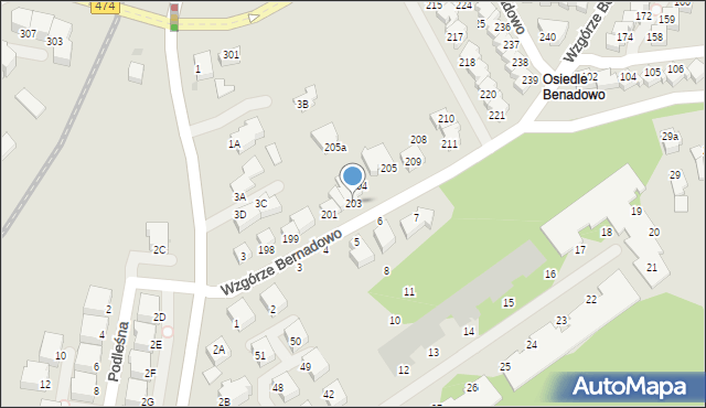 Gdynia, Wzgórze Bernadowo, 203, mapa Gdyni