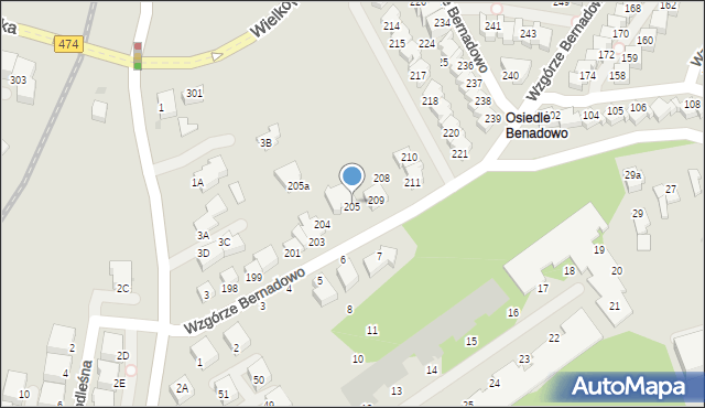 Gdynia, Wzgórze Bernadowo, 206, mapa Gdyni