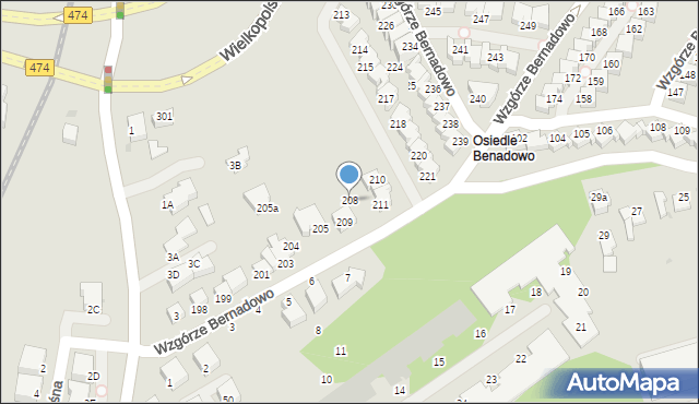 Gdynia, Wzgórze Bernadowo, 208, mapa Gdyni