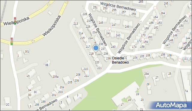 Gdynia, Wzgórze Bernadowo, 223, mapa Gdyni