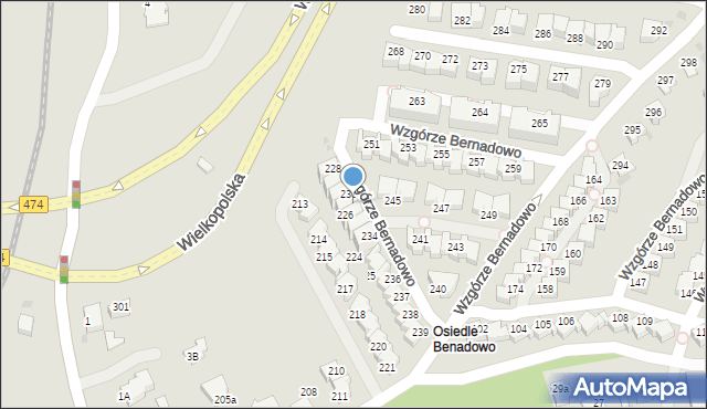 Gdynia, Wzgórze Bernadowo, 231, mapa Gdyni