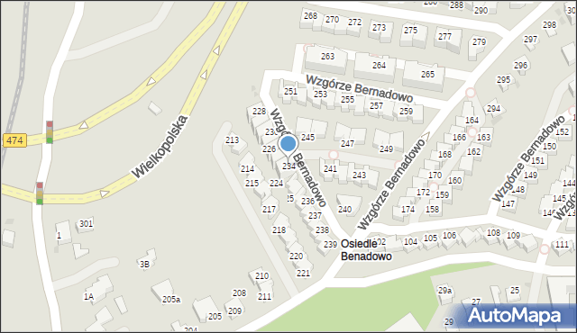 Gdynia, Wzgórze Bernadowo, 234, mapa Gdyni