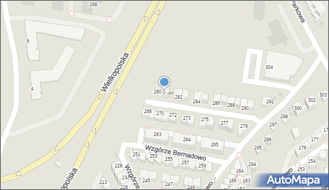 Gdynia, Wzgórze Bernadowo, 281, mapa Gdyni
