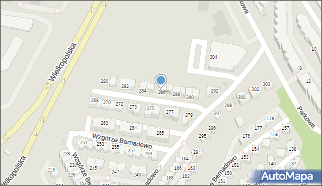 Gdynia, Wzgórze Bernadowo, 286, mapa Gdyni