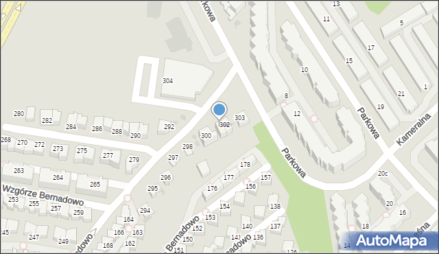 Gdynia, Wzgórze Bernadowo, 301, mapa Gdyni