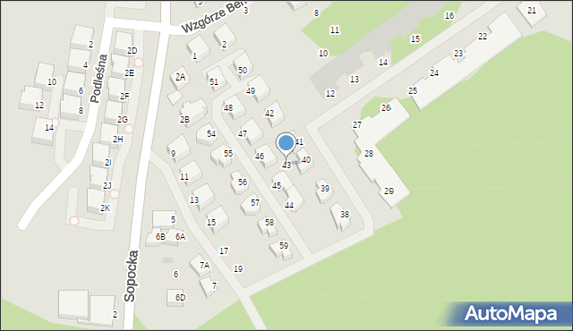 Gdynia, Wzgórze Bernadowo, 43, mapa Gdyni