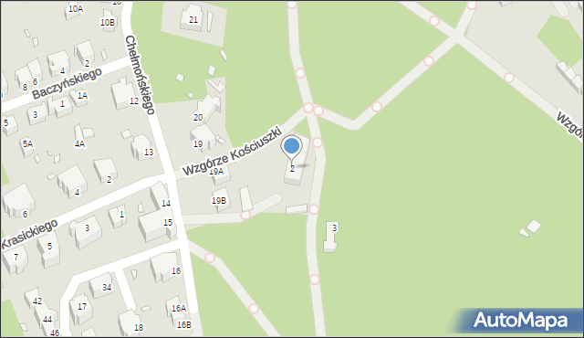 Jelenia Góra, Wzgórze Kościuszki Tadeusza, gen., 2, mapa Jelenia Góra