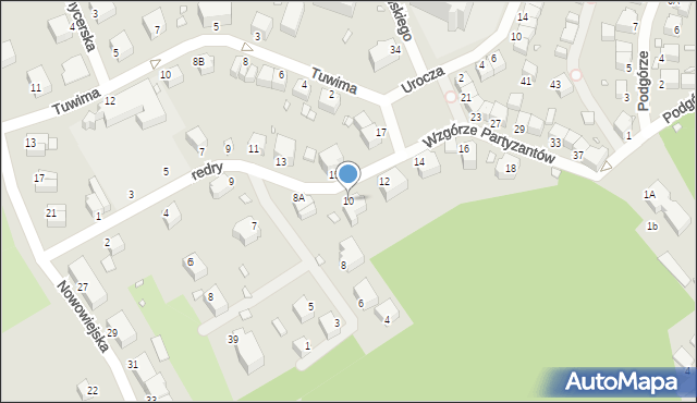 Jelenia Góra, Wzgórze Partyzantów, 10, mapa Jelenia Góra