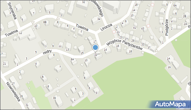 Jelenia Góra, Wzgórze Partyzantów, 12, mapa Jelenia Góra