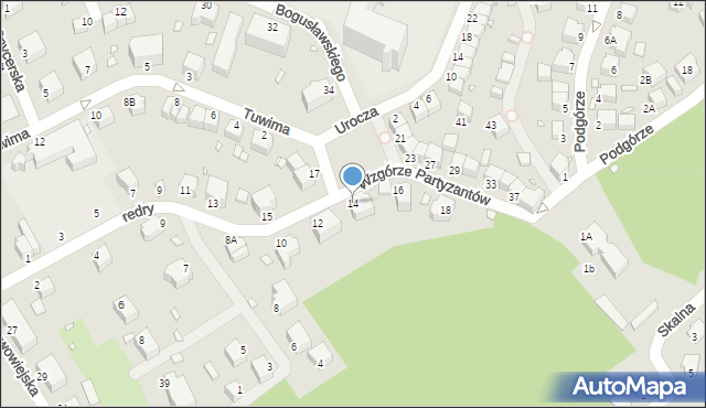 Jelenia Góra, Wzgórze Partyzantów, 14, mapa Jelenia Góra