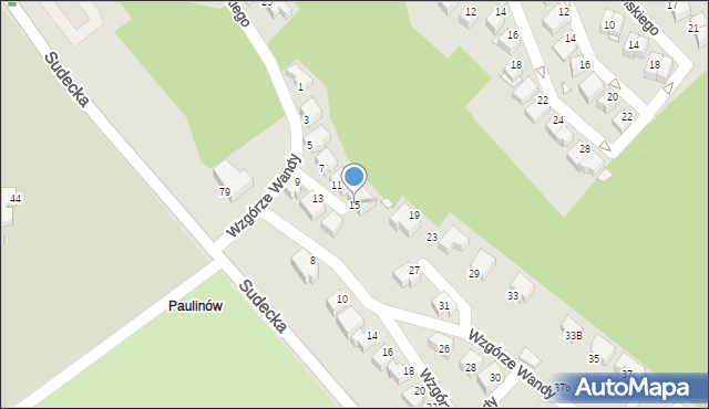 Jelenia Góra, Wzgórze Wandy, 15, mapa Jelenia Góra