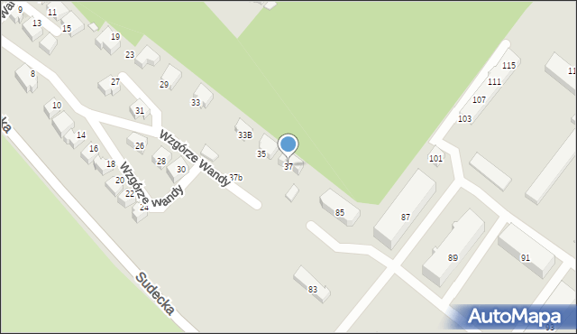 Jelenia Góra, Wzgórze Wandy, 37, mapa Jelenia Góra
